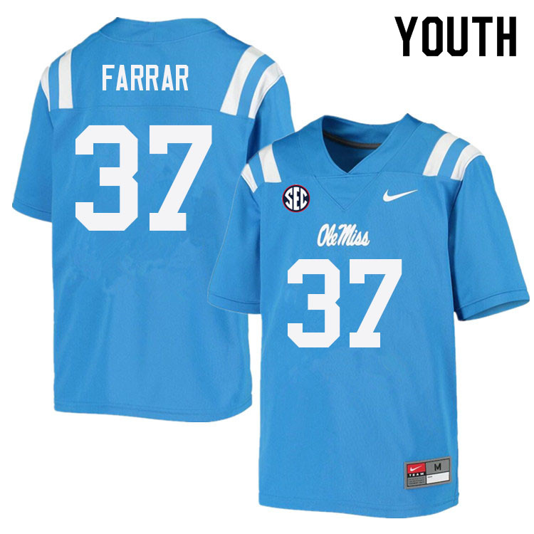 Youth #37 Hayden Farrar Ole Miss Rebels College Football Jerseys Sale-Power Blue